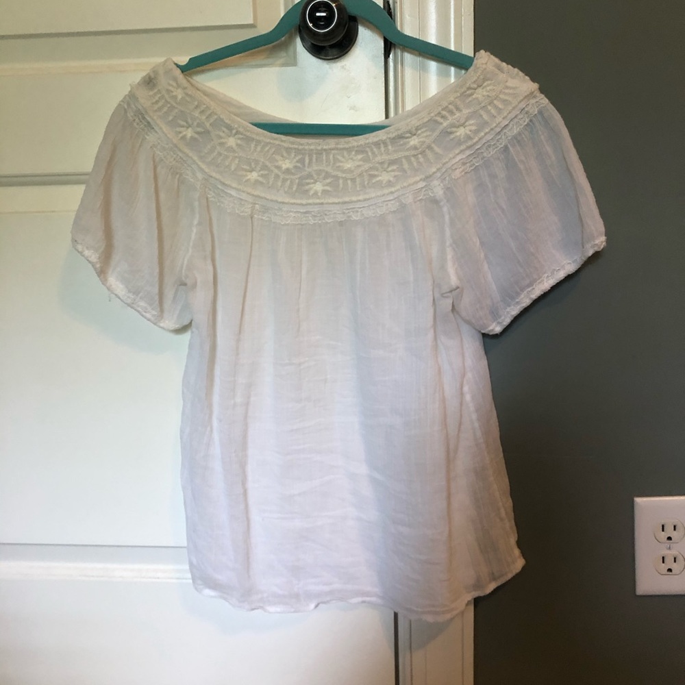 Lucky Brand White Scoop Neck Top